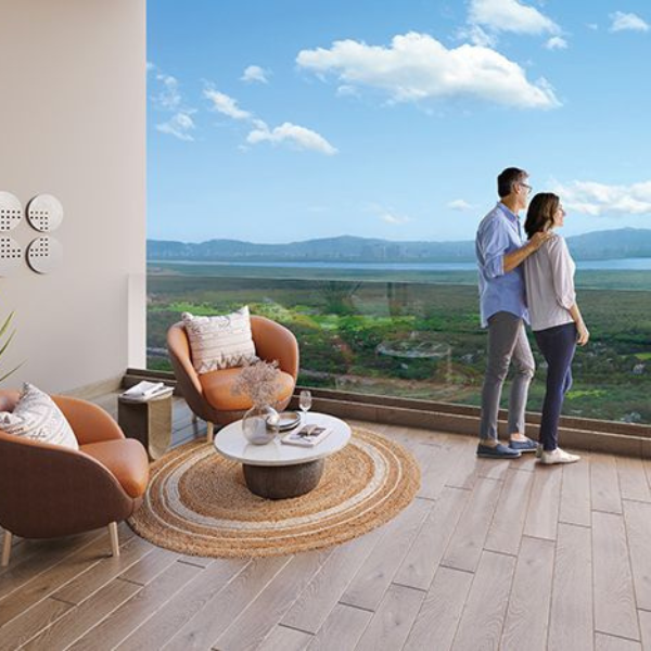 Expansive green and scenic views of Powai Lake & Vihar Lake